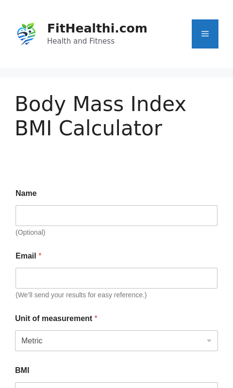Body Mass Index BMI Calculator